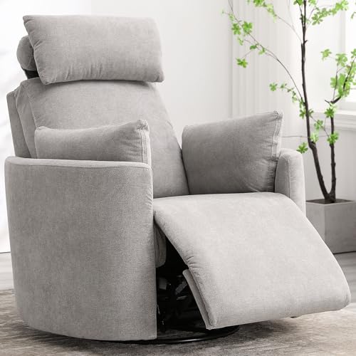 Power Rocker Recliner Chair for Adults, 270° Swivel Barrel Nursery