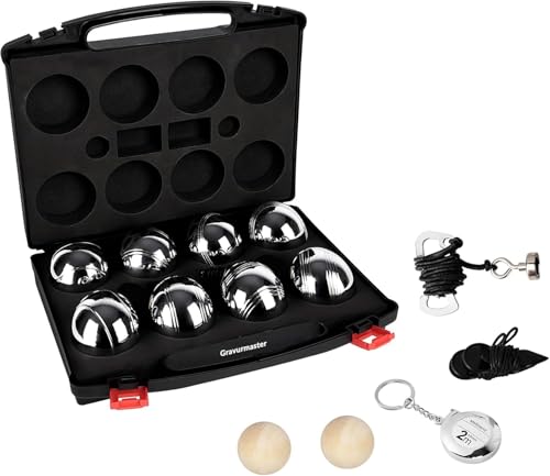 Gravurmaster Personalisierte Boccia Kugeln mit Gravur,Professionelles Petanque,Metall Boule Set mit Zielkugeln,Abstandsmesser,Magnet-Kugelsammler & Aufbewahrungsbox, 8 Botcha Balls Spiel,Setie B Gravurmaster Personalisierte Boccia Kugeln mit Gravur,Professionelles Petanque,Metall Boule Set mit Zielkugeln,Abstandsmesser,Magnet-Kugelsammler & Aufbewahrungsbox, 8 Botcha Balls Spiel,Setie B