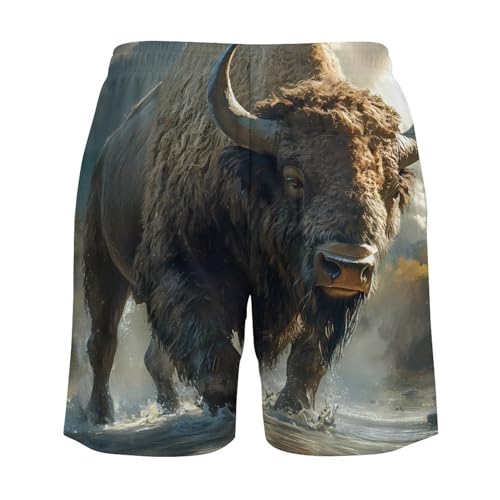 Buffalo Mens Swim Trunks with Quick-Drying Lining Beach Shorts for Outdoor Sports4