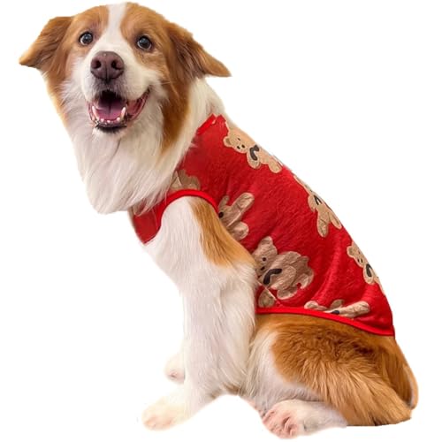 ICOUCHI 犬服 ペット服 Tシャツ 春夏 中大型犬 通気性 ドッグウェア ベスト 洋服 パジャマ 柴犬 秋田犬 脱毛保護 涼しい 日焼き防ぐ お散歩お出掛け用 (6XL,レッド)