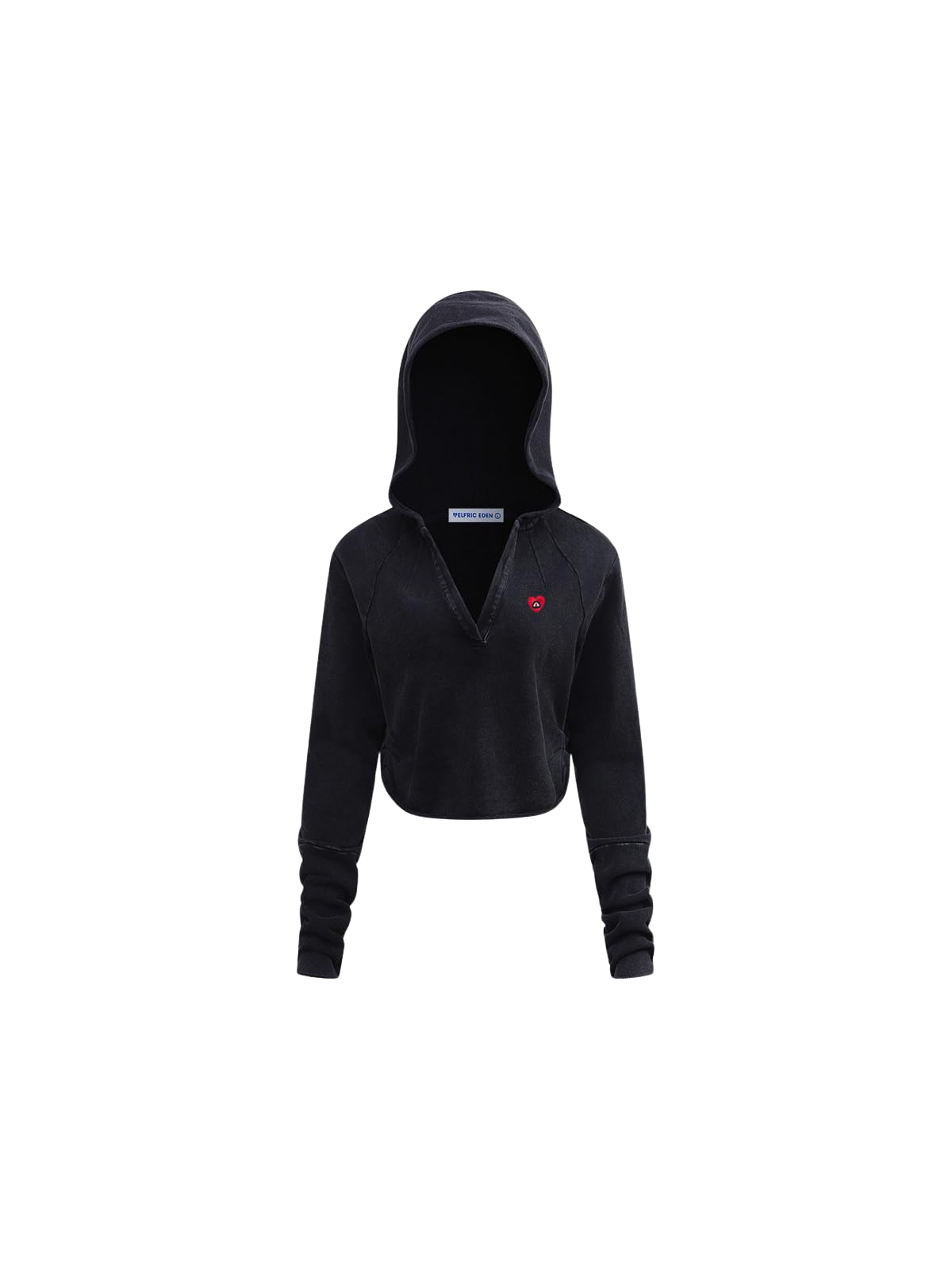 Aelfric Eden Sudadera con capucha para mujer, estilo vintage, cuello | Cropped Hooded Slim Hoody mit Kapuze Y2K Hooded Casual Pulli Vintage Langarmshirt