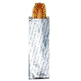 Restaurantware Bag Tek 3.7 x 1.2 x 12 Inch Hot Dog Bags, 100 Large Hot Dog Wrappers - Greaseproof, Freezer-Safe, Printed Foil Hot Dog Cart Accessories, Heat-Resistant, Non-Vented, 12', Off-White