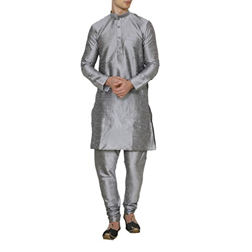 Kurta para hombre Royal Kurta mezcla de seda gris que soluciona tu vestimenta de gala