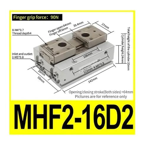 Pince pneumatique fine MHF2-20D pour serrage industriel