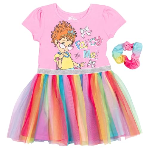 Disney Fancy Nancy Girls Short Sleeve Tutu Dress with Scrunchy Toddler to Big Kid