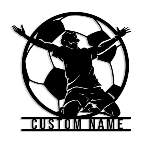 Customized football metal signs, personalized football player name and number signs for home decoration, indoor and outdoor wall art decoration (style-3)