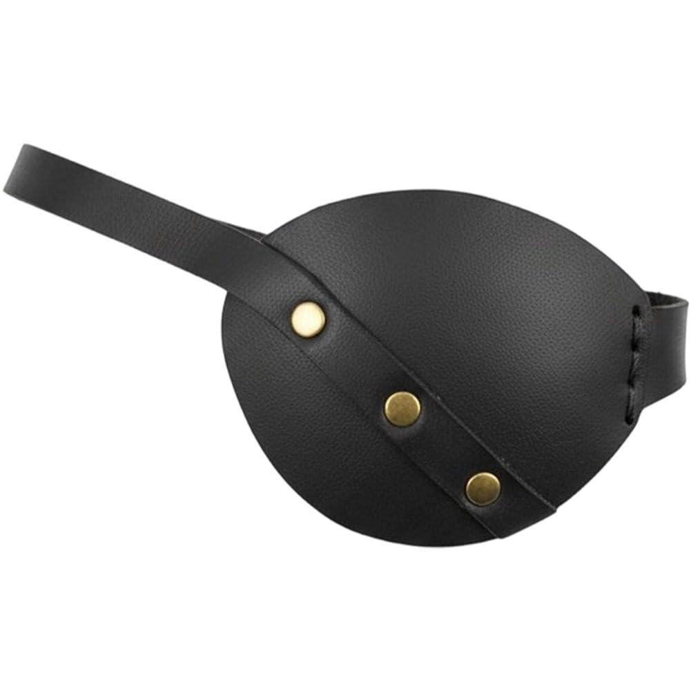 Bemvp Pirate Eye Patch for Adults, Vintage Single Eyepatch, Medieval Steampunk Retro Leather Eye Patch for Halloween Cosplay Viking Costume Accessories