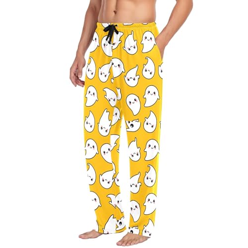Cute Cartoon Spirits Men's Cotton Pajama Pants with Pockets and Drawstring Comfortable and Stylish,S4