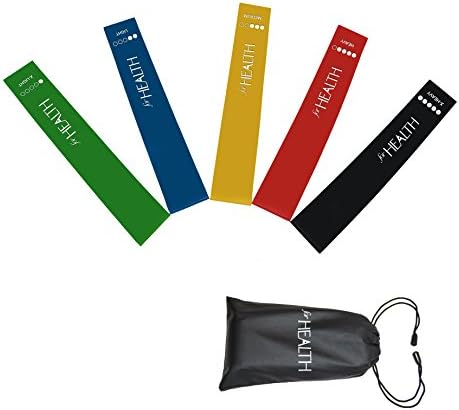 ForHealth Resistance Loop Bands Exercise Bands Workout Bands,Set of 5 for Fitness Training,Physical Therapy Rehab,Yoga and Pilates Workout,Elegant Handy Carry Bag and Useful Ebook User Manual Included