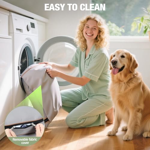 Lekereise Outdoor Hundebett Wasserdicht, Aufblasbar Hundeliege 126x66x12cm ideal für Mittelgroße und Kleine Hunde, Abnehmbarer und Waschbarer Bezug, Hundekorb für Reisen und den Garten (Grau)