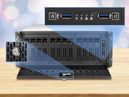 Image of Rosewill 4U Server Chassis Rackmount Case | 12 Hot Swap 3.5 inch, 2.5 inch SATA I, SATA II, SATA III SAS | E-ATX Compatible | 3 Front 120mm Fans, 2 Rear 80mm Fans | 2 x USB 3.0| Front Panel Lock - RSV-L4412U