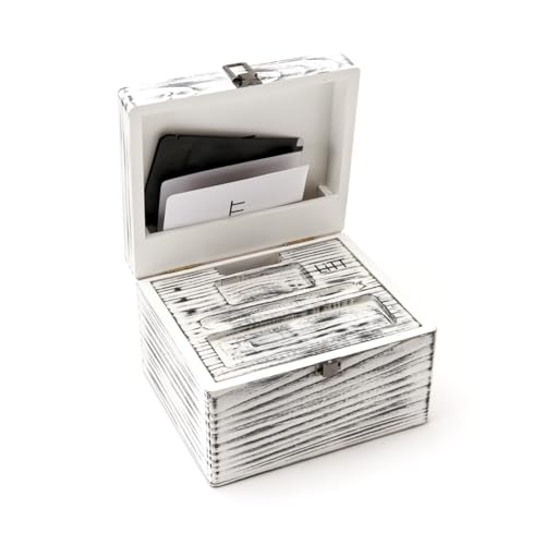 LITT Large Distressed Grey Wooden Storage Box with Built-in Roll Tray - Rolling Accessory Organizer - Image 3