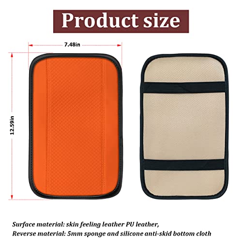Moly Magnolia Auto Center Console Pad, Pu Leather Car Armrest Seat Box Cover, Waterproof Non Slip Soft Armrest Box Cushion Protector, Car Accessories Universal For Suv, Truck, Van (Orange) #TOP1