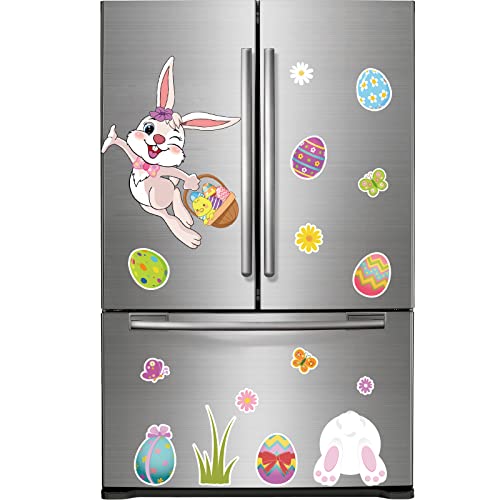 25 Pièces Aimants de Réfrigérateur Joyeuses Pâques Autocollant Aimant de Réfrigérateur Aimant de Lapin Oeuf Pâques Aimant de Réfrigérateur de Pâques de Printemps Autocollant Magnétique Cover