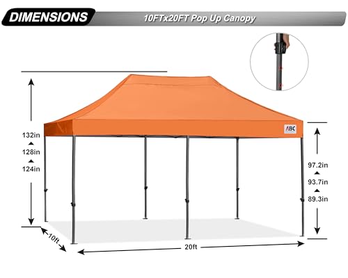 Image of ABCCANOPY Patio Pop Up Canopy Tent 10x20 Commercial-Series(Orange)