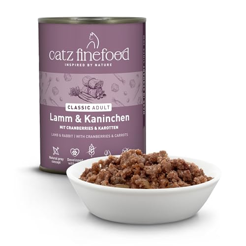 catz finefood N° 11 Lamm & Kaninchen Feinkost Katzenfutter nass, verfeinert mit Cranberries & Karotte, 6 x 400g Dosen