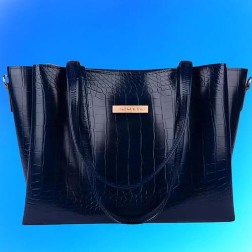 Women's PU Leather Tote Handbag, Croco Pattern, Brown, Double Handle 2