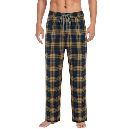 Men Plaid Pajama Pants Comfy Fit Lounge Pj Bottoms with Elastic Waist Drawstring Straight Leg Sleepwear Pants