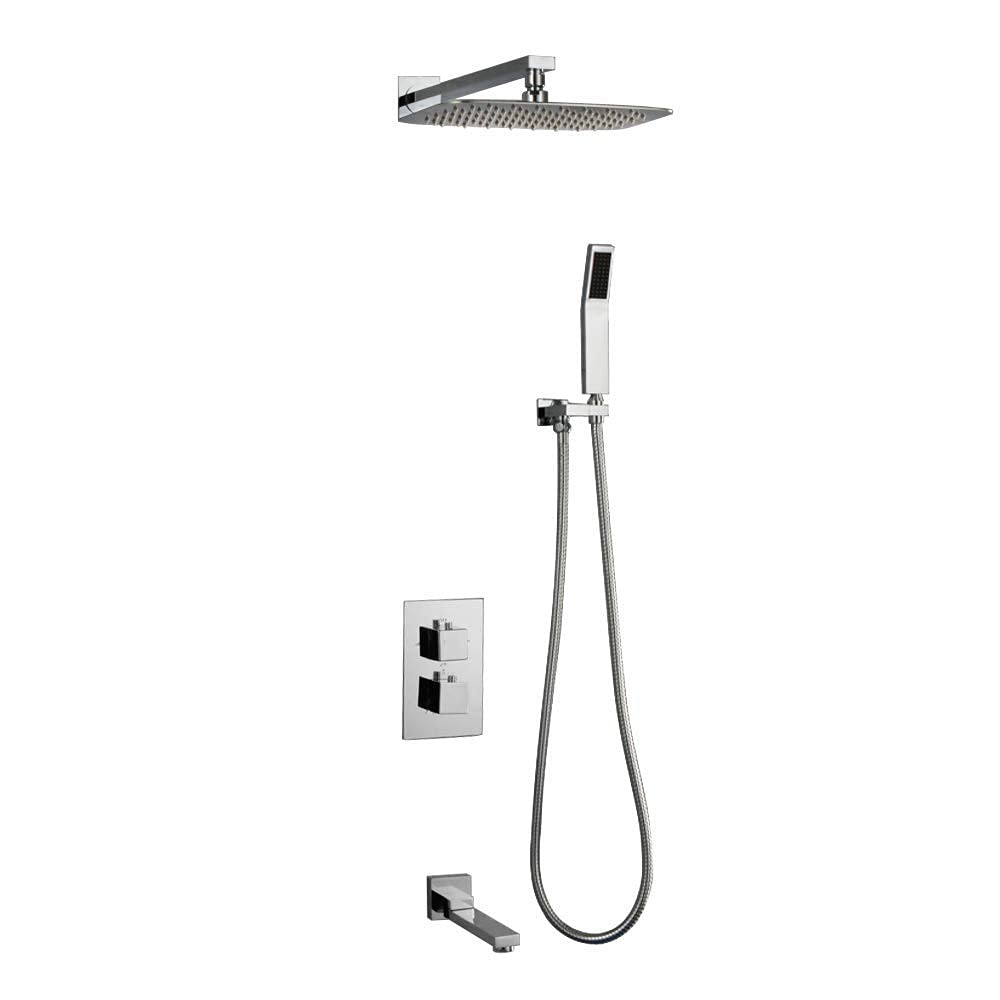 OZBMA Shower Systems,Wall Mounted Bathroom Faucet Rainfall Thermostatic Set Mixer Tap Bathtub Bath Mixer,16inches (A 16 tum)