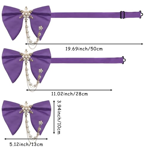 Image of Oversized Bow Ties for Men, Adjustable Bow Tie Pre-tied Bowties Pearl Decoration Bowtie for Tuxedo Wedding Party Prom