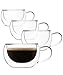 BTäT- Insulated Coffee Cups, Set of 4 (9 oz, 270 ml), Double Wall Glass Tea Cups, Glass Cups, Glass Mug, Glass Coffee Cups, Latte Cups, Latte Mug, Clear Mugs, Glass Cappuccino Cups, Glass Coffee Mugs
