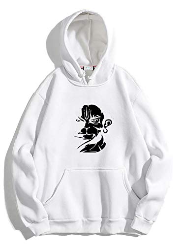 Unisex White Hoodie with Black Print: BAJRNG Bali/Printed White Hoodie/Graphic Printed Hoodie/Hoodie for Men & Women/Warm Hoodie/Unisex Hoodie