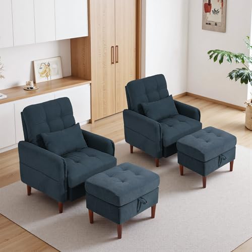 DREAMSIDEA Accent Chairs with Storage Ottoman, Corduroy Fabric Armchair with