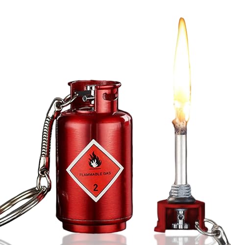 Match Keychain Lighter, Kerosene Refillable, Waterproof Flint Igniter, Permanent Match Lighter, Suitable for Outdoor Camping Survival Equipment - Red