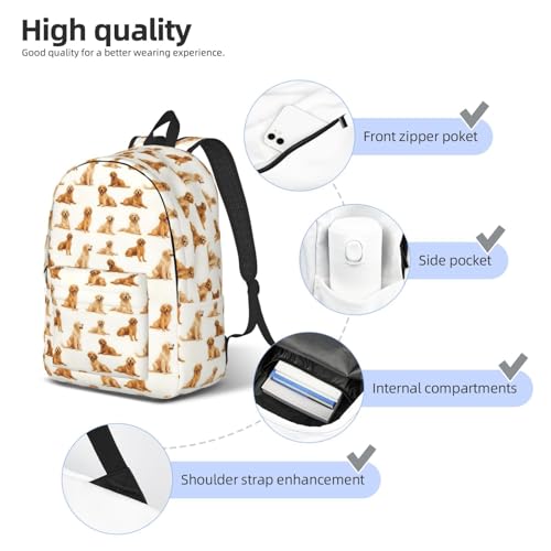 Travel Backpack for Women Men - 20L Cool Golden Retriever Print Canvas Simple Modern Backpack Bag for Hiking3