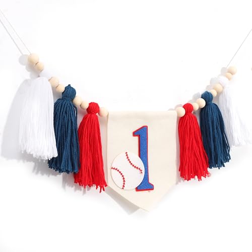 Image of Baseball First Birthday High Chair Banner,Baseball 1st Birthday Decor | Rookie Of The Year 1st Baseball Highchiar,High Chair Banner First Birthday Boy