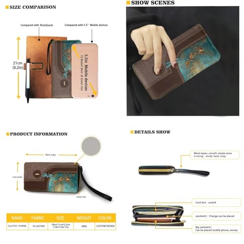 Set de cartera y bolso Tote para mujer en PU cuero marrón miniatura 3