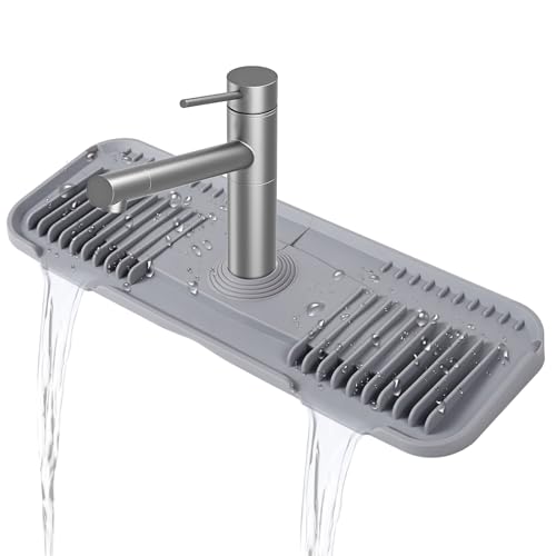 EK-Memory-Fish - Tapete de silicona para llave de cocina, con llave de goteo, central circular cortable, para fregadero de cocina, hecha a medida para grifos con placa de cubierta,...