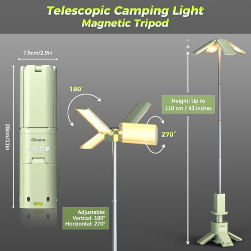 Telescopic Camping Lights Rechargeable 14000 mAh Led Multifunction Magnetic Lanterns Job Site Lighting Cordless Dimmable Camping Tent Lamp Portable Power Supply 6000LM IPX5 Waterproof (White) by Clemas - Image 2