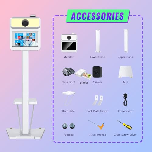 Image of MWE Magic Mirror Photo Booth Touch Screen with Printer and DSLR Camera,Mirror Video Booth with Software APP Remote Control (16in+Printer)