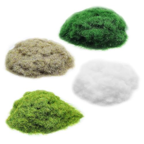 MIPIACE 4 Pcs Herbe Statique pour Modélisme Herbe de Modelisme Maquette avec 4 Couleurs 3,0 mm pour DIY Modelage Table de Sable Miniature Modèle Paysages Plantes...