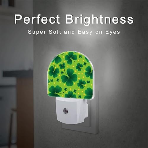 Image of Saint Patricks Day Clover Night Light for Kids,St. Patrick's Day Shamrock Plug in Night Light with Dusk to Dawn Sensor, 0.5w Energy Saving Nightlight for Hallway Stairway Kitchen Bedroom