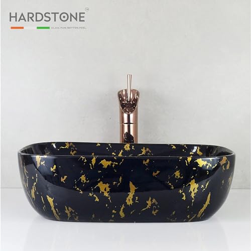 Image of Marble Ceramic Tabletop Wash basin | Countertop Vessel Sink | Wash Basin over counter For Bathroom Hotel Home (18 x 13 x 5.5 Inch)