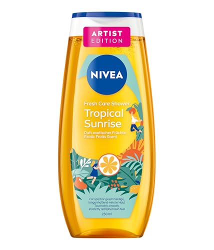 NIVEA Tropical Sunrise Artist Edition Duschgel pH-hautneutrale Pflegedusche mit Vitamin C & E Duschbad mit einer Duftkomposition aus exotischen Früchten (250 ml)