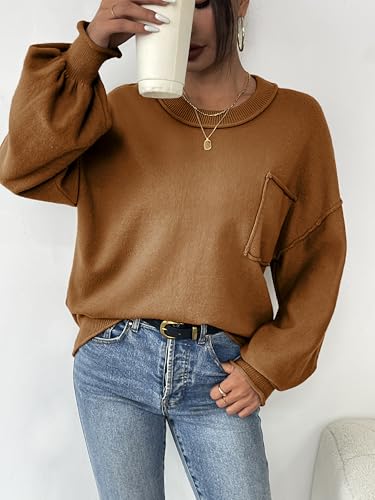 Image of Zeagoo Sweaters for Women 2025 Trendy Fall Fashion Oversized Lantern Long Sleeve Knitted Pullover Tops Outfits