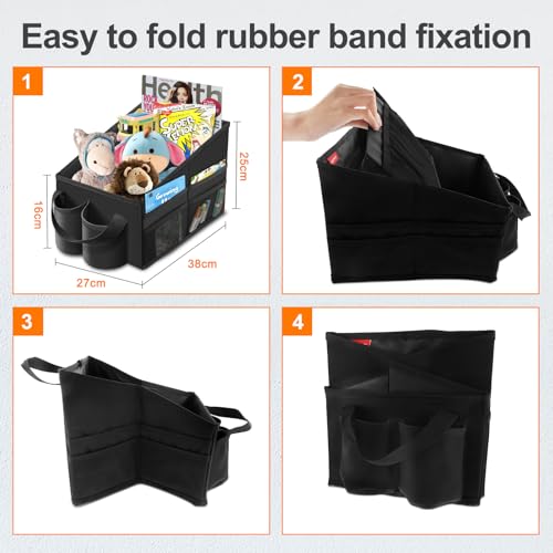 WOCVRYY Autositz Organizer Auto Kinder Rücksitz Zubehör Innenraum Frauen Beifahrersitz Organizer für Spielzeug Bücher Snacks mit Getränkehalter Gurtbefestigung