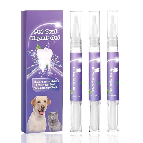 3Pcs Pet Oral Repair Gel Dog Oral Repair Gel Pet Breath Freshener for Cats and Dogs Removes Tartar Keeps Breath Fresh Strengthens Teeth Without Brushing