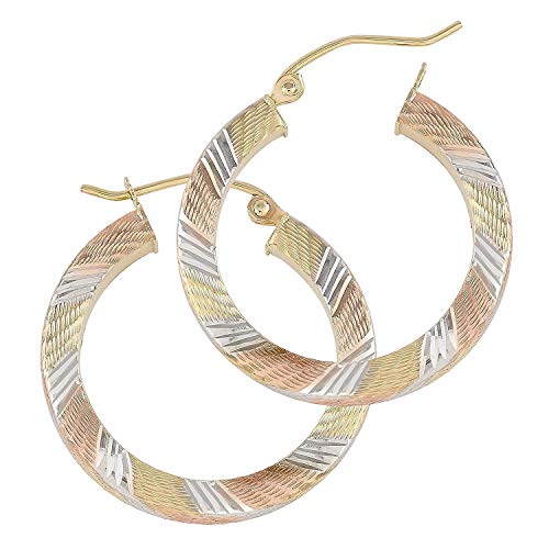 TousiAttar 14k Hoop Earrings Tri Color Square - Gold Earring for Women - Unique Jewelry for Everyday TousiAttar 14k Hoop Earrings Tri Color Square - Gold Earring for Women - Unique Jewelry for Everyday