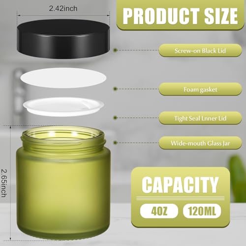 Image of Norme 24 Pcs 4 oz Glass Jars with Lids Cosmetic Jars, Pea Green