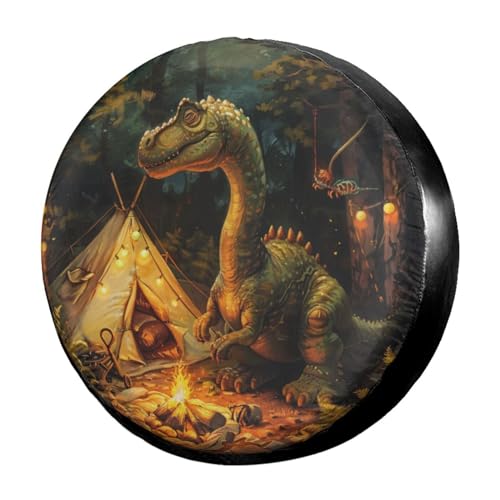 Image of Delerain Spare Tire Cover Dinosaur Camping Wheel Covers Waterproof Dust-Proof UV Sun Universal Fit for Trailer RV SUV Truck and Many Vehicle (17 Inch for Diameter 31 inch-33 inch)