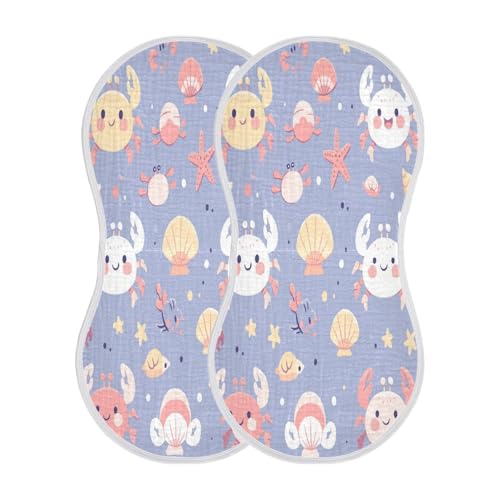 Kigai Cute Crabs Baby Burp Cloths Extra Soft and Absorbent Burping Rags Cotton Burping Clothes Baby Washcloths for Newborn Boys Girls - 1 Pack2