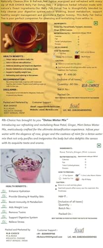 Image of Rlb Choice Combo : Belly Fat Tea - 30 tea bags And Detox Water Mix - 100g | Weight Loss, Slim Belly, Reduce Bloating, Skin Glow | Plant Based Herbal Tea Pack