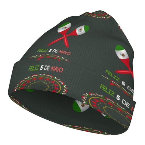 Cinco De Mayo Kids Beanie Hat for for Girls Boys Children Cap Winter Knitted Chemo Cancer Headwear Accessories Gifts Decoration Black