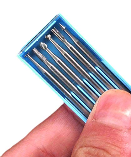 Lot de 6 mini fraises HSS 0,9x40 mm avec tige de 2,35 mm pour perçage et gravure