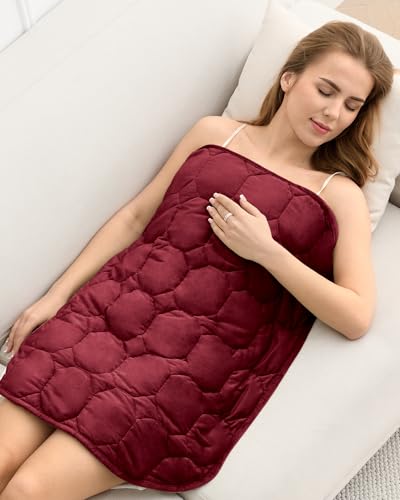Image of Cottonblue Weighted Lap Blanket Pad 7 lbs 29 inch x 24 inch, Cozy Luxury Crystal Velvet Weighted Blanket for Adults, Small Weighted Blanket Throw All Season for Travel Relaxation Sleeping, Red Heavy Blanket