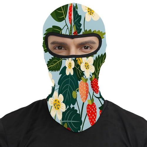 Balaclava térmica para hombre y mujer con estampado de fresas y flores, máscara facial para esquí, motociclismo y clima frío miniatura 2